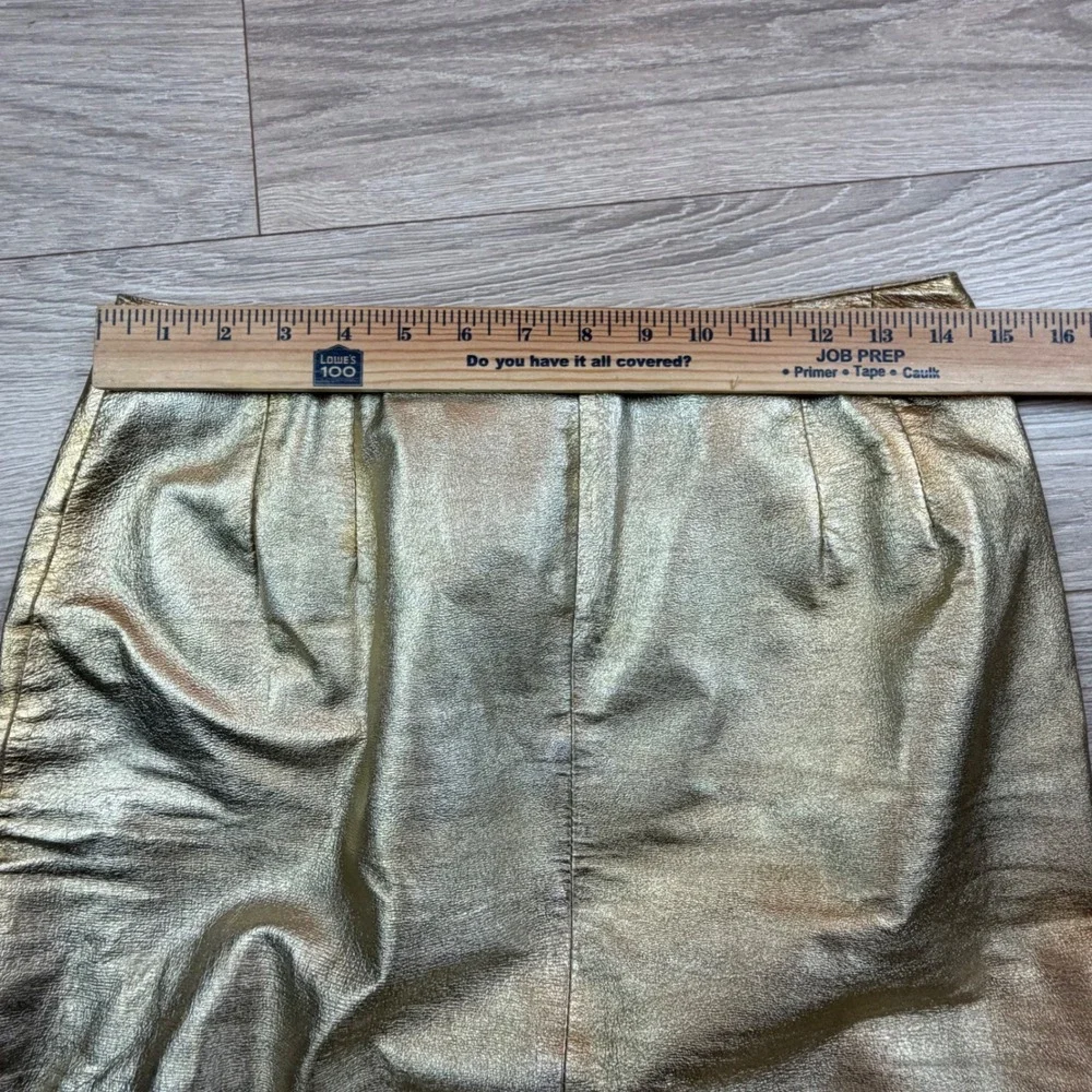 Siena Studio‎ Vintage Gold Metallic Leather Pencil Skirt Womens Sz 10 High Waist